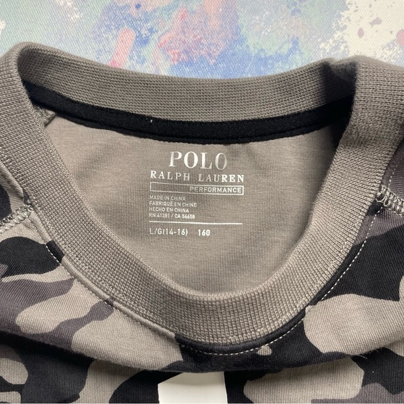POLO RALPH LAUREN Sweatshirt Boys Large 14/16 PERFORMANCE CREW-NECK CAMO A13 - Picture 3 of 6